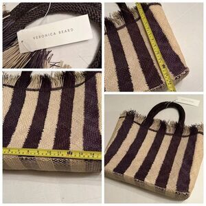 Veronica Beard Striped Satchel in Purple and Cream